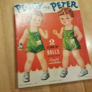 Vintage 1950s Peggy and Peter Stand Up Paper Dolls